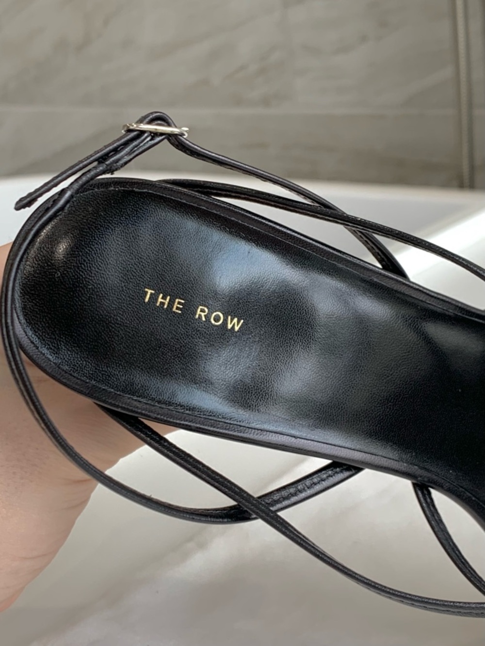 The Row Black Leather Strappy Knot Detail  Slingback Sandals,Size EU37.5/US 7.5. - Picture 12 of 14